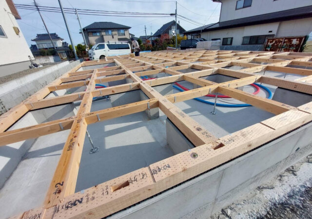 郡山市 S様邸新築工事 土台施工の様子